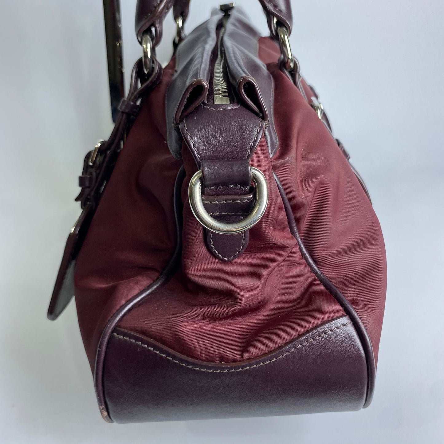 Prada Tessuto Nylon Satchel Burgundy