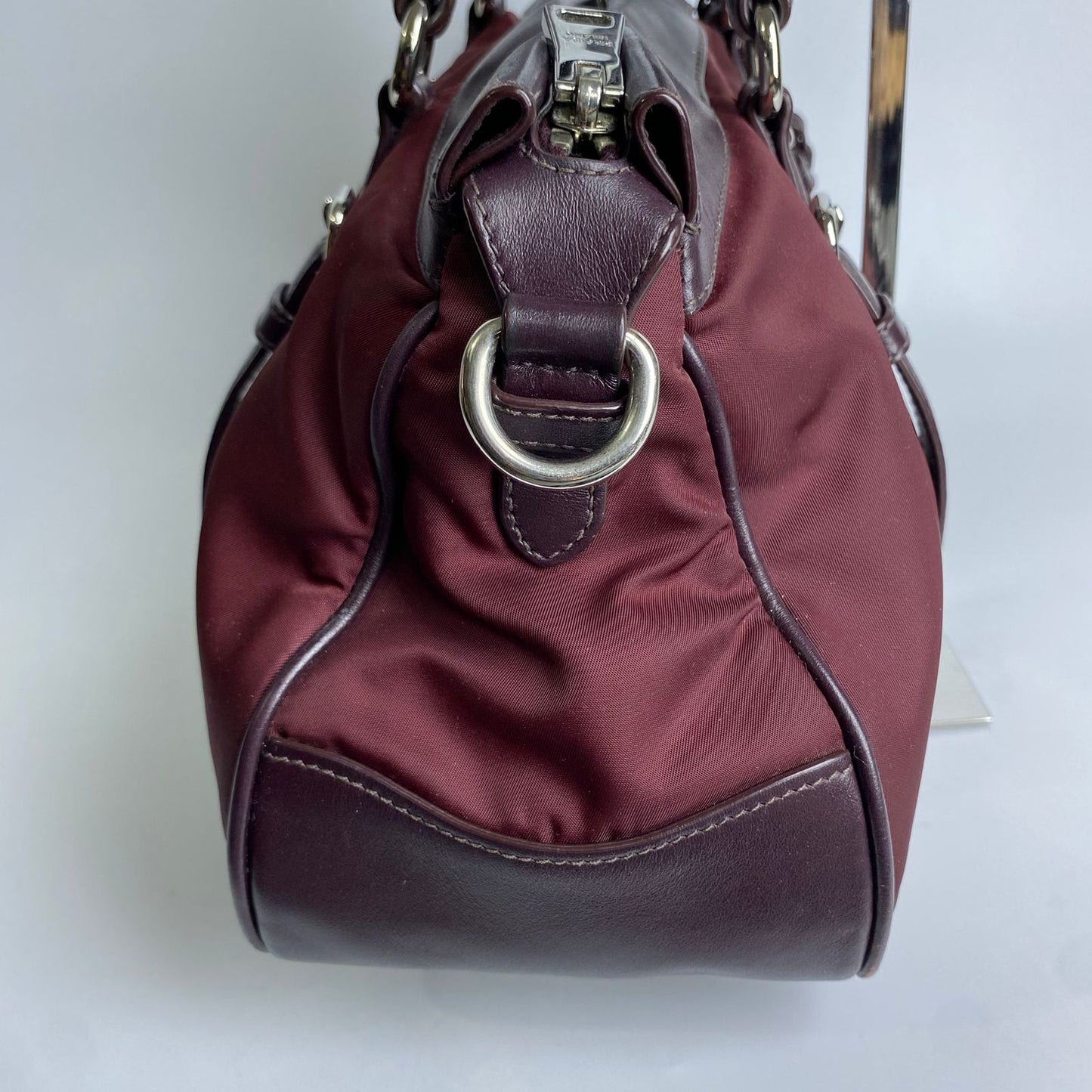 Prada Tessuto Nylon Satchel Burgundy