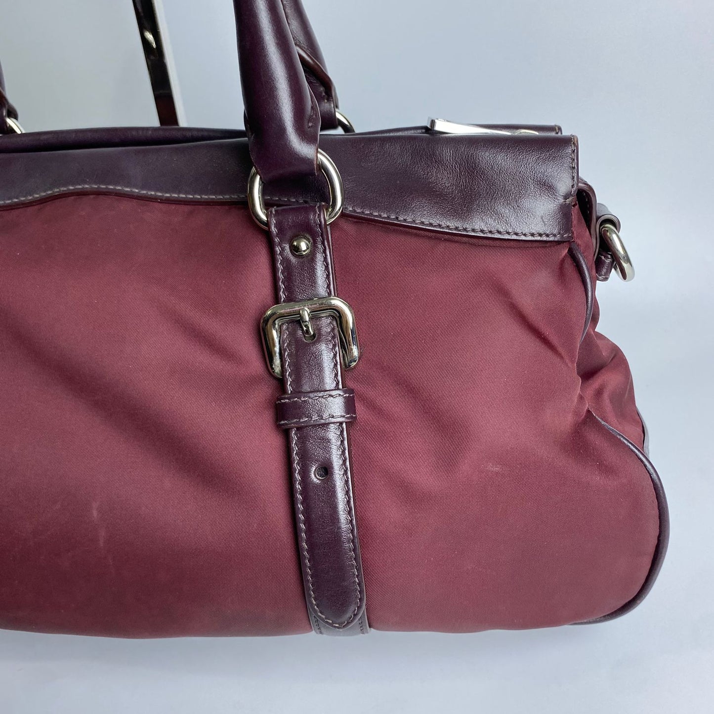 Prada Tessuto Nylon Satchel Burgundy