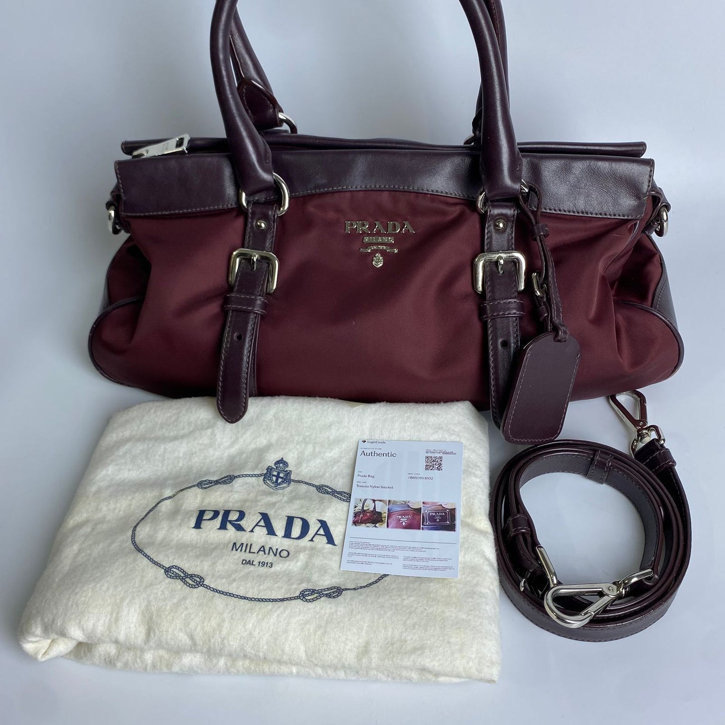 Prada Tessuto Nylon Satchel Burgundy