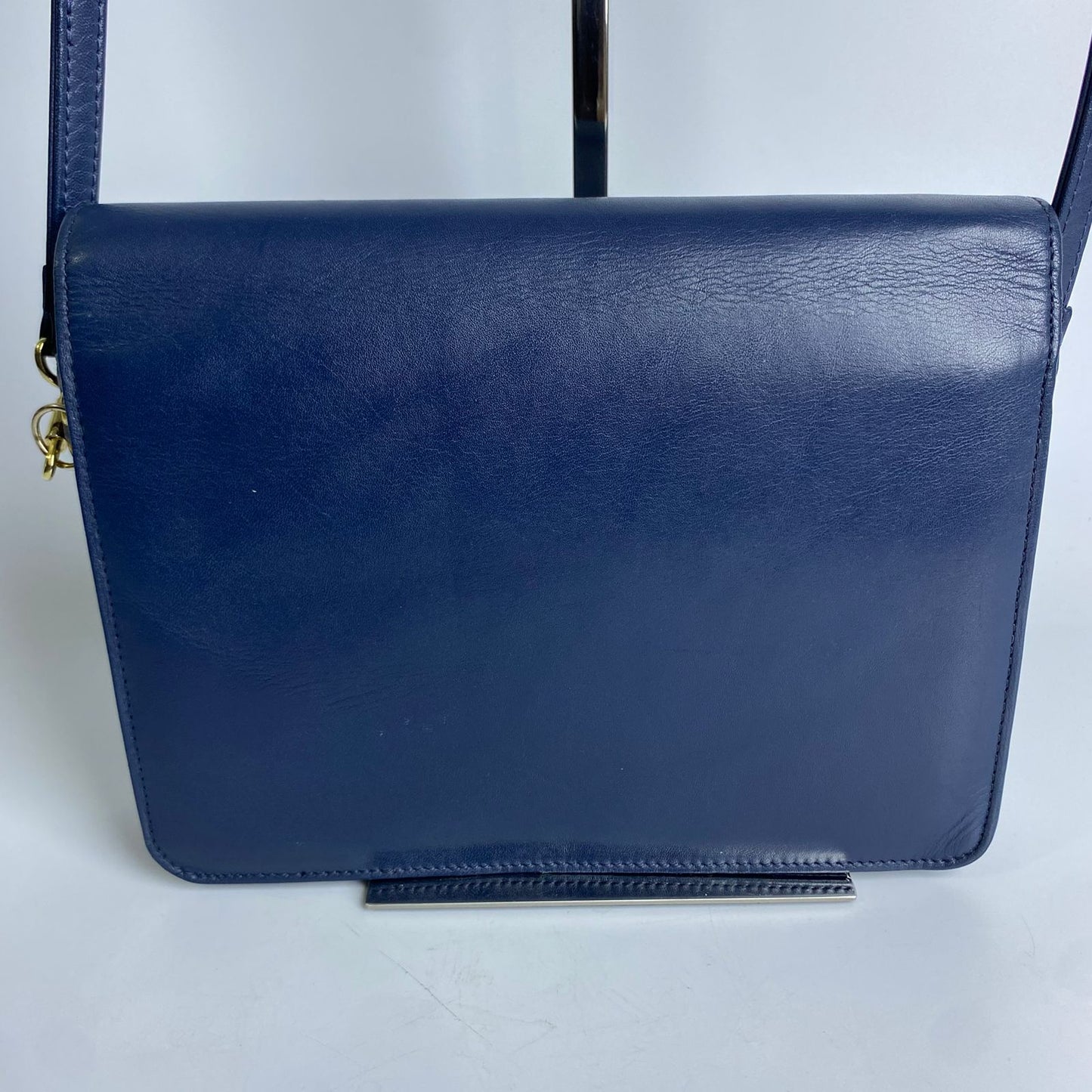 Dior	Vintage Leather Shoulder Bag Blue
