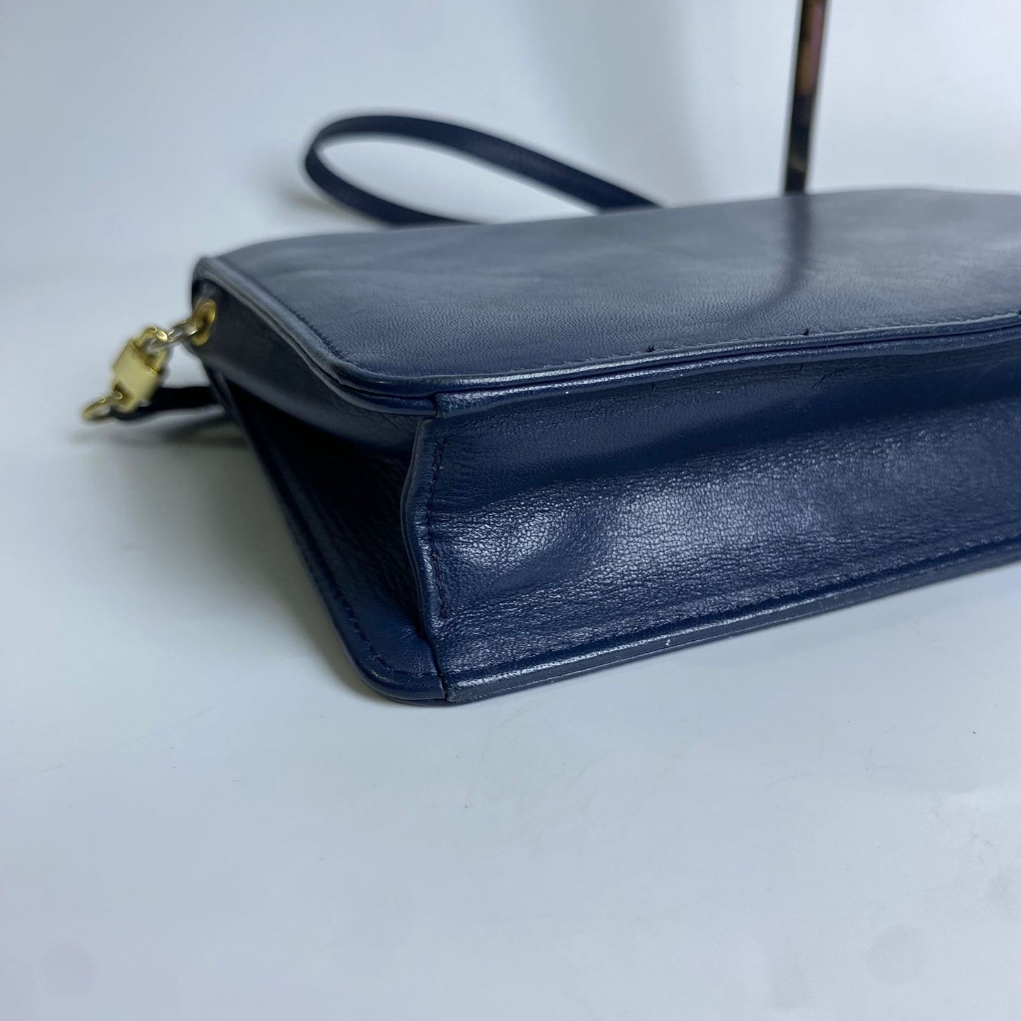 Dior	Vintage Leather Shoulder Bag Blue