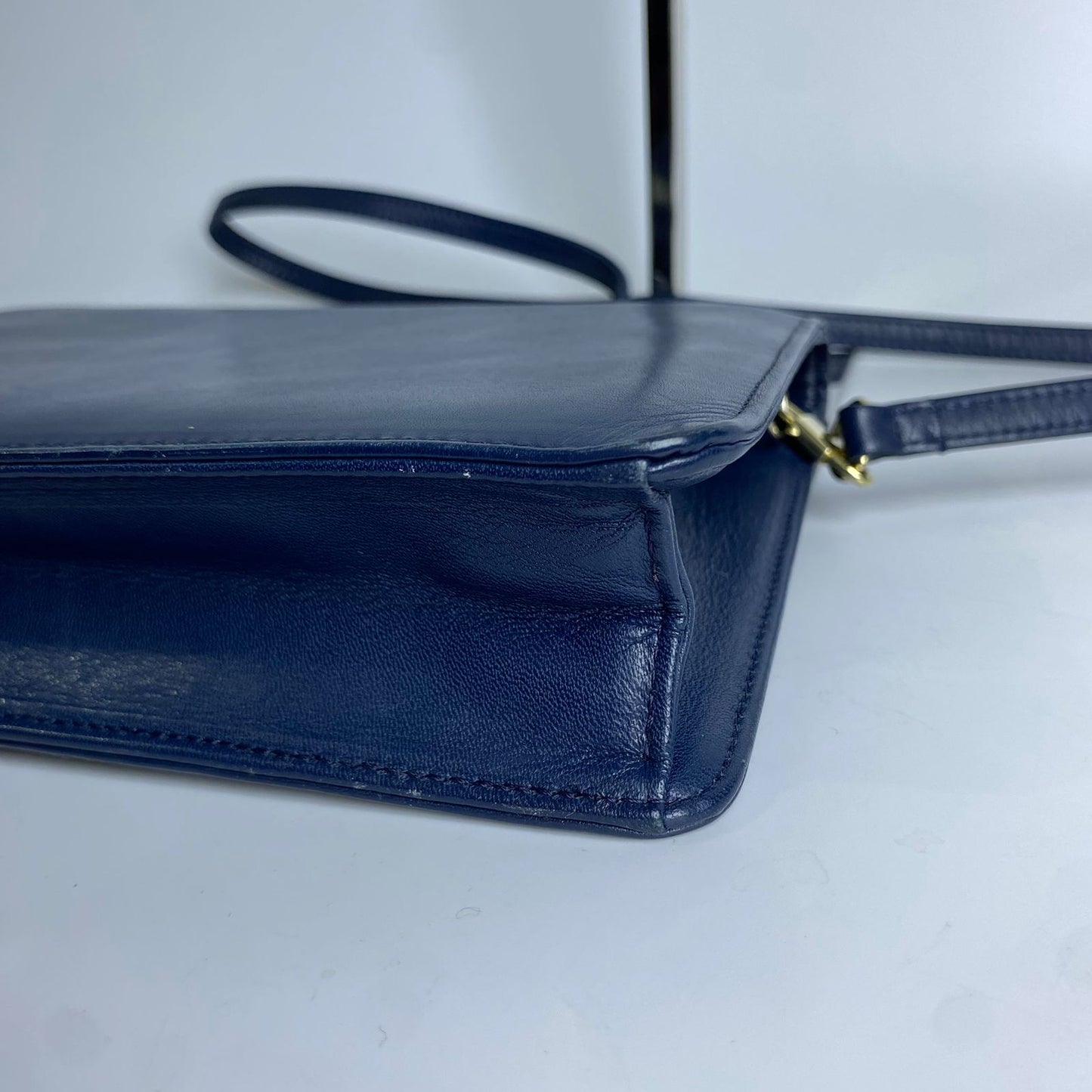 Dior	Vintage Leather Shoulder Bag Blue