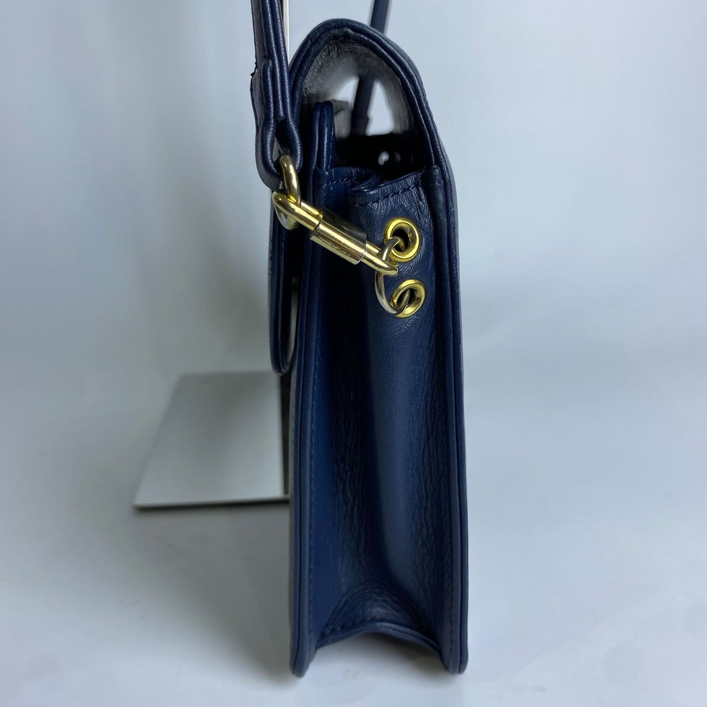 Dior	Vintage Leather Shoulder Bag Blue