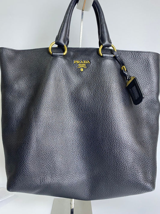 Prada Vitello Daino Shopping Tote Black