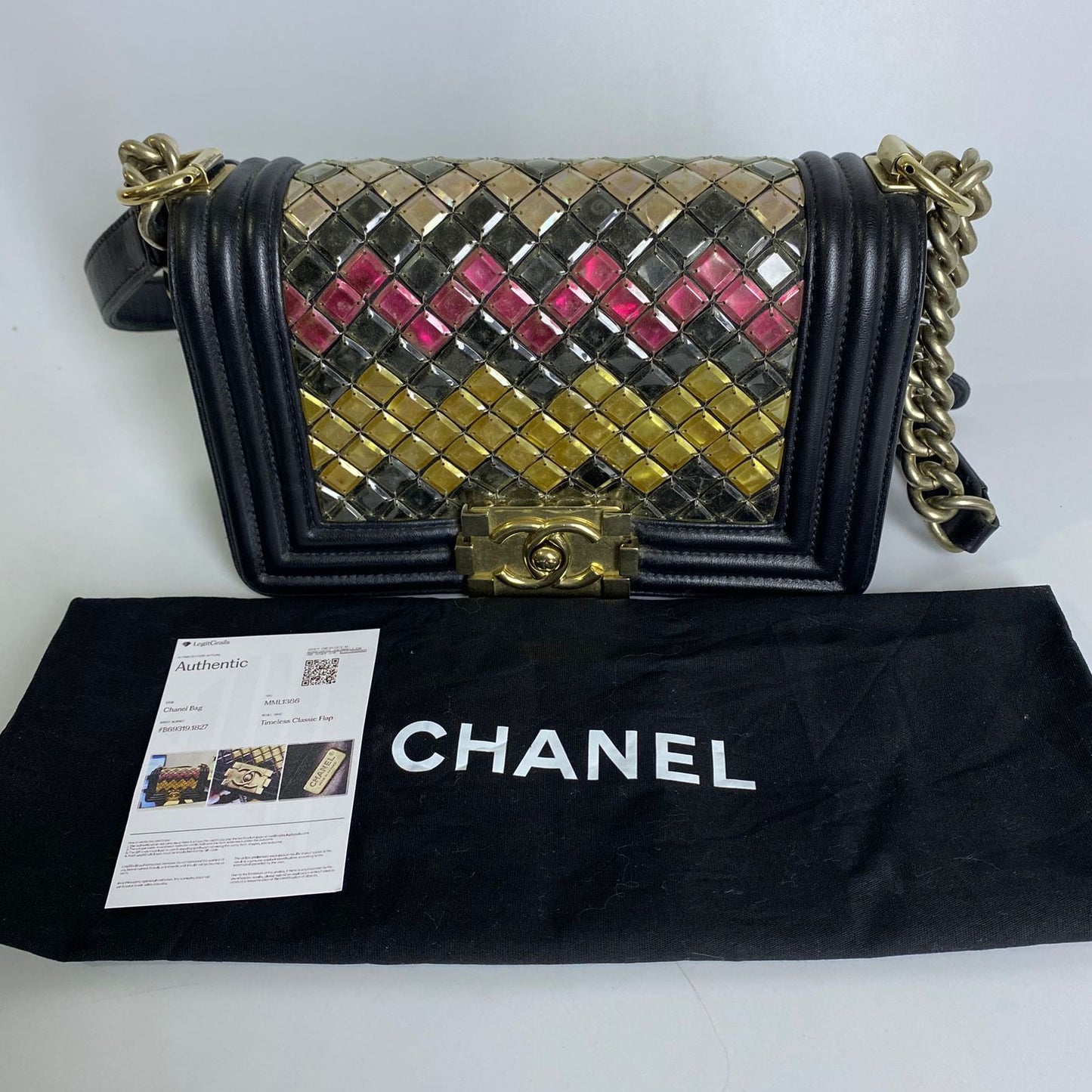 Chanel Mosaic Boy Flap Black and Multicolor