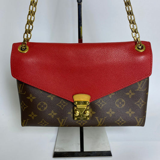 Louis Vuitton Pallas Chain Shoulder Bag Monogram Red Flap