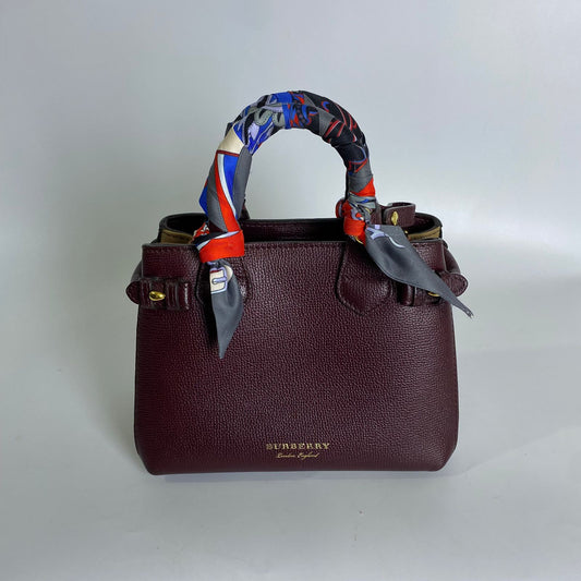 Burberry Small Banner Tote Bag in Burgundy