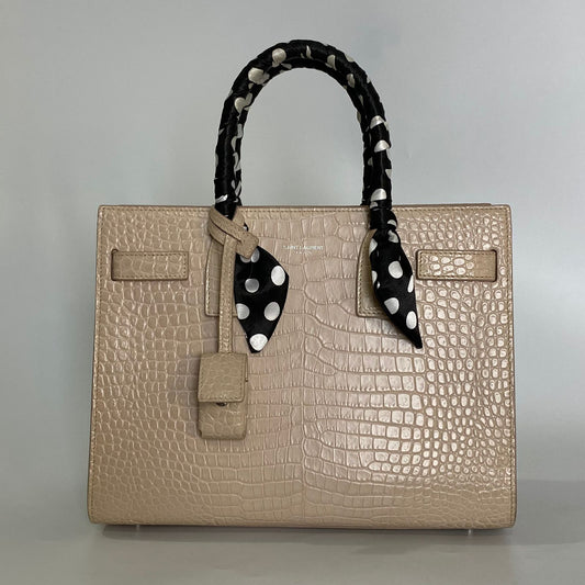 YSL Sac De Jour Pink Croc Embossed