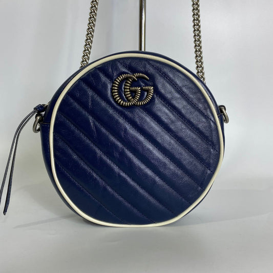 Gucci GG Marmont Round Chain Bag Navy Blue