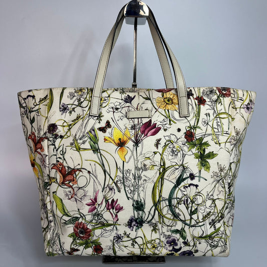 Gucci Flora Tote Bag White Multicolor