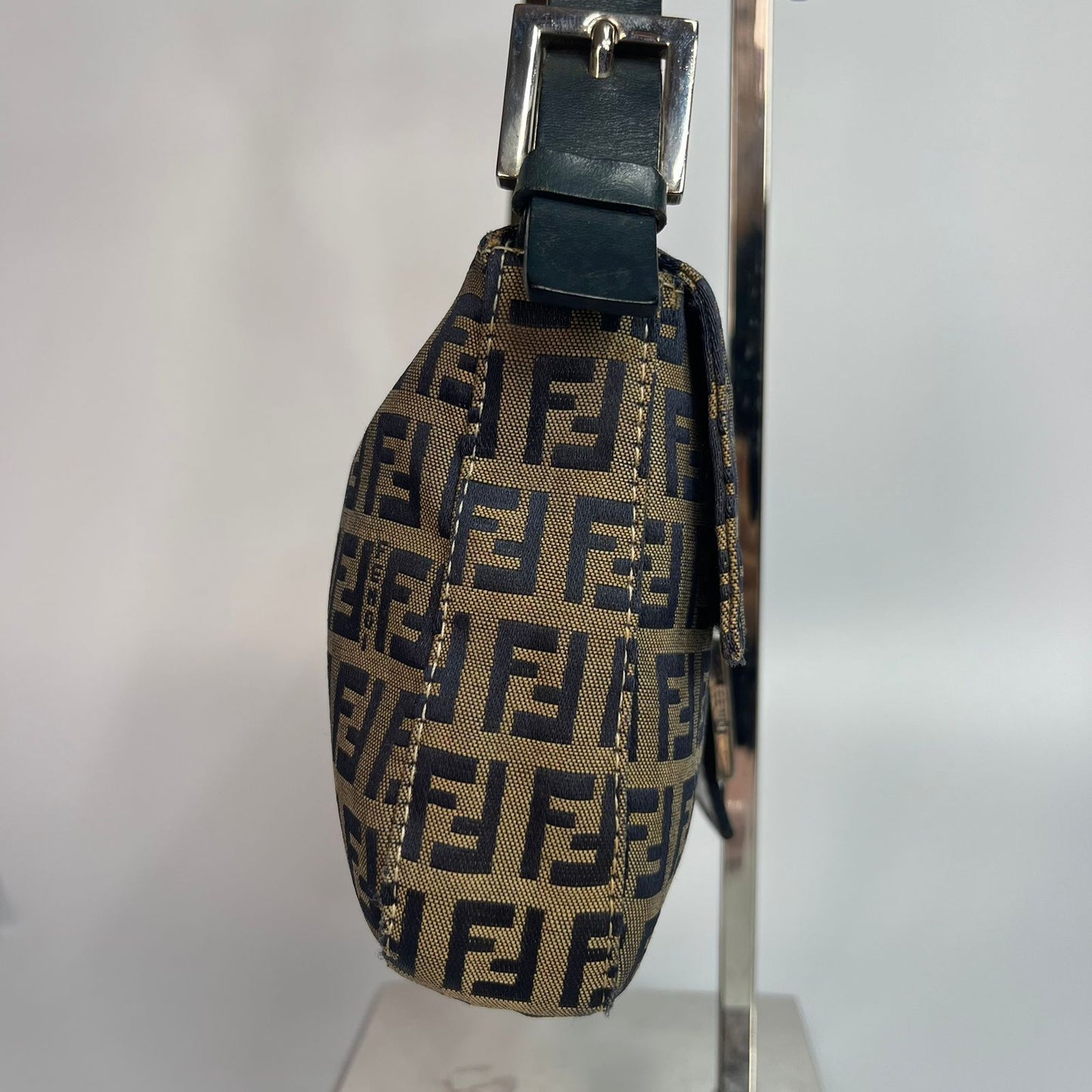 Fendi Zucca Baguette Navy Blue Trim