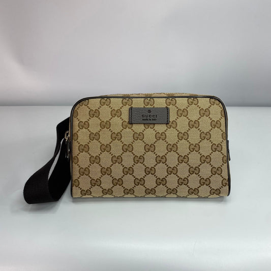 Gucci Belt Bag GG Canvas Brown Leather Trim