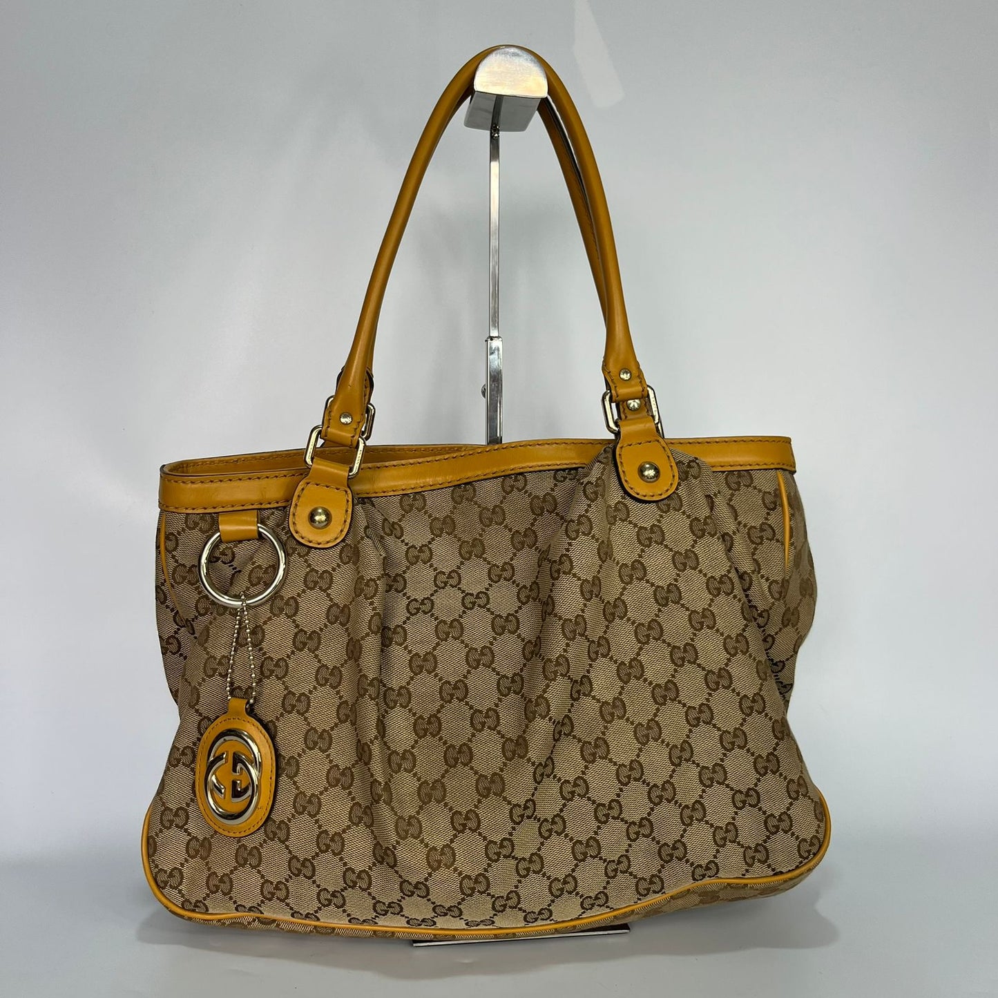 Gucci Sukey Tote GG Canvas Yellow Trims