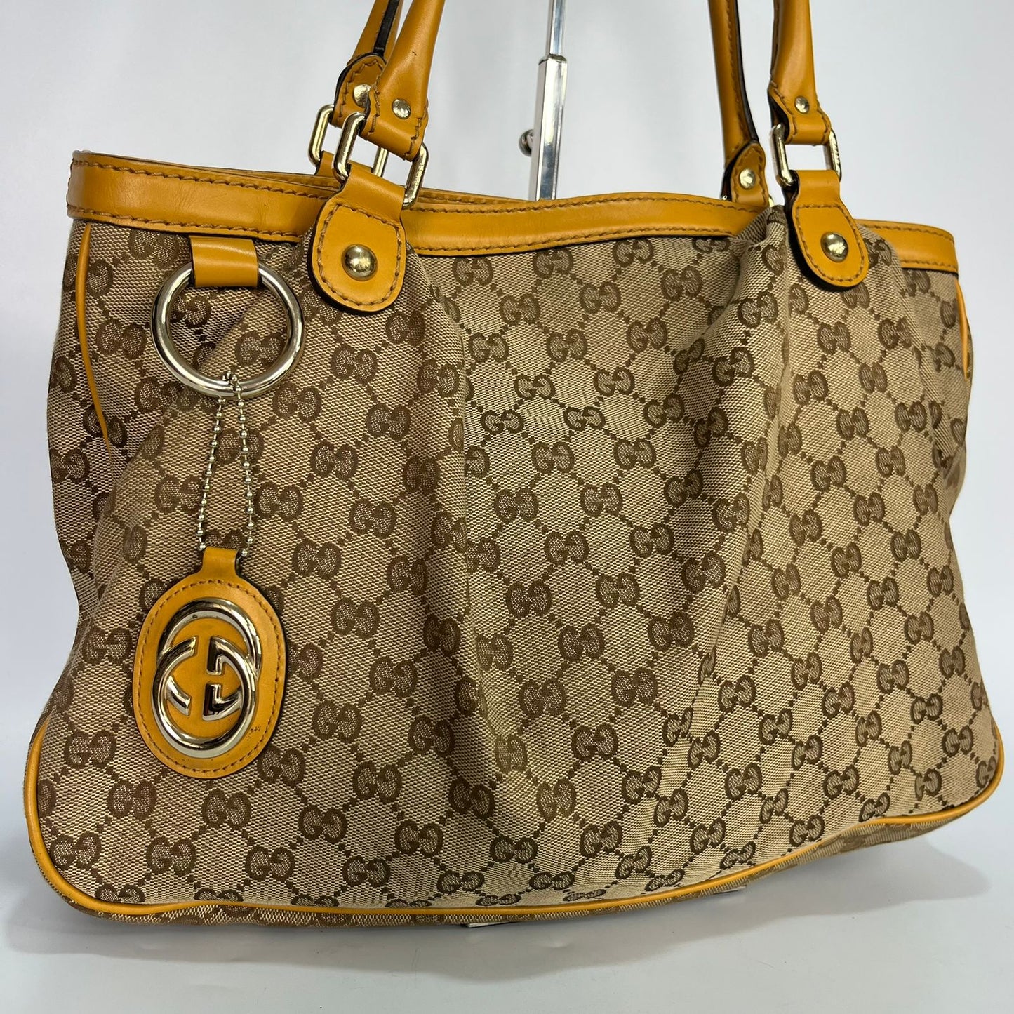 Gucci Sukey Tote GG Canvas Yellow Trims