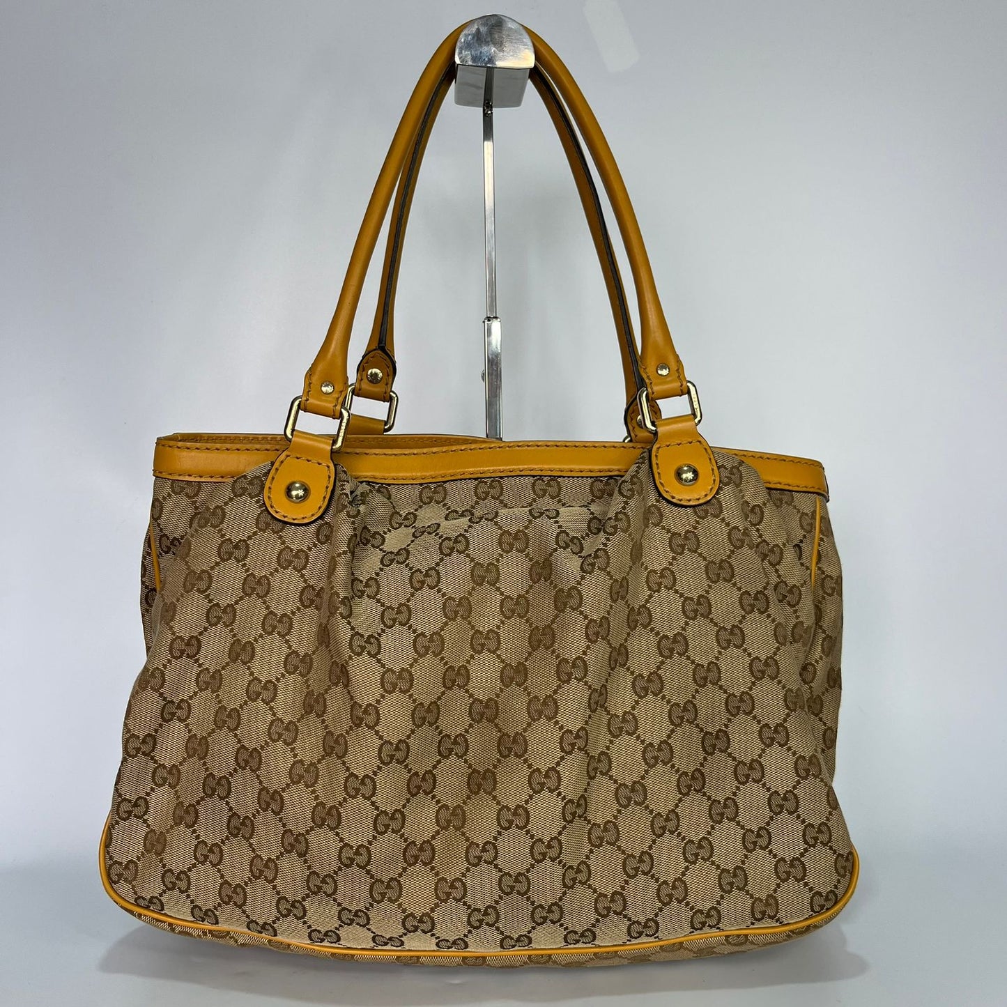 Gucci Sukey Tote GG Canvas Yellow Trims