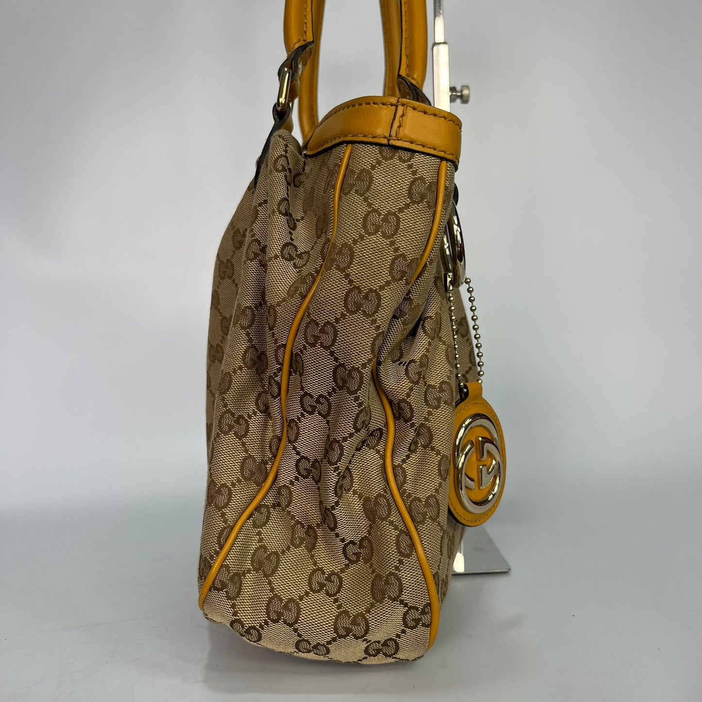 Gucci Sukey Tote GG Canvas Yellow Trims