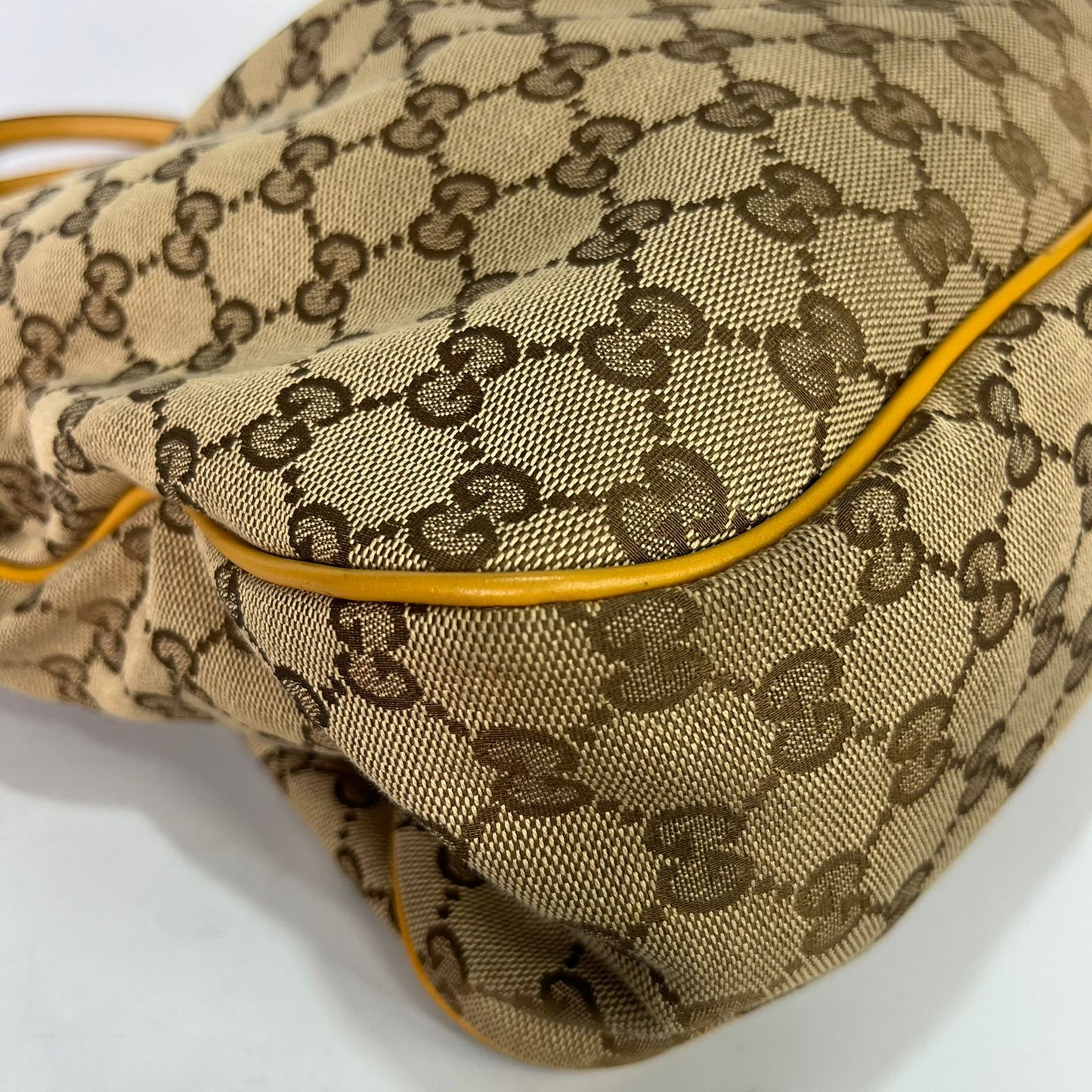 Gucci Sukey Tote GG Canvas Yellow Trims