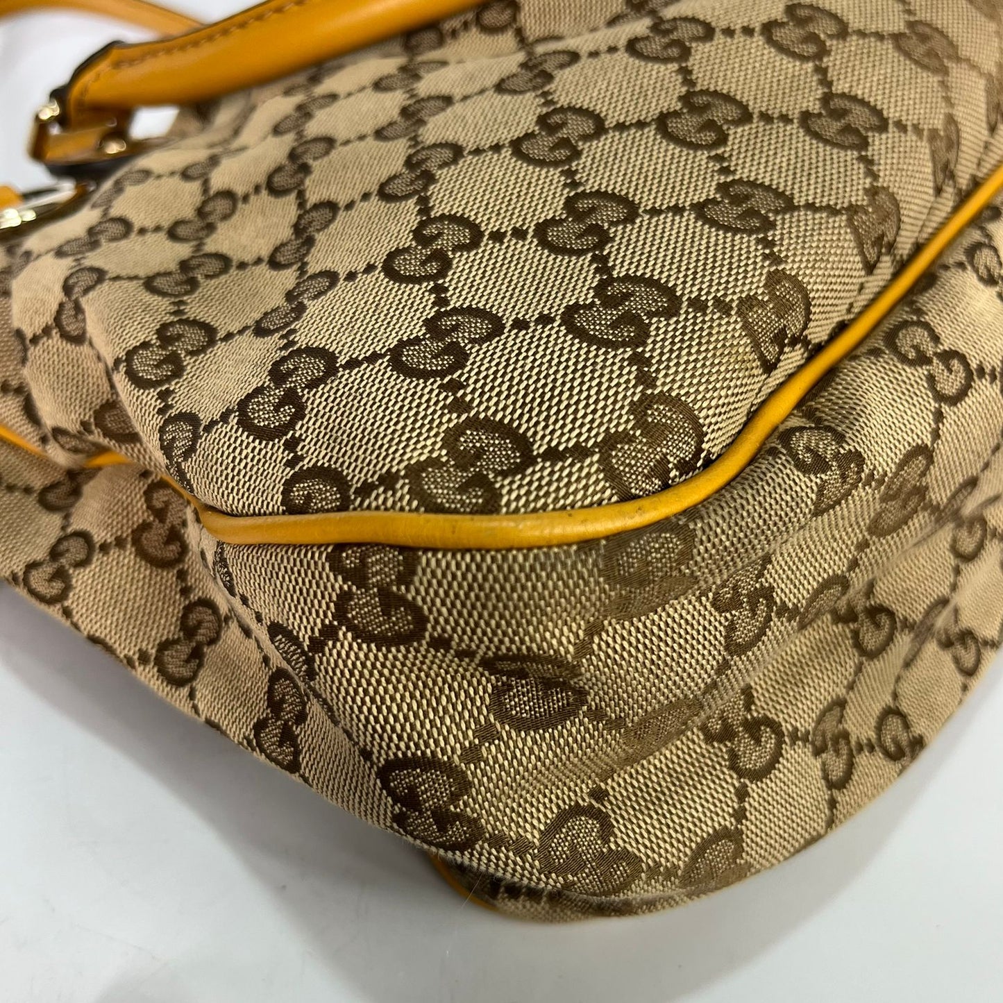 Gucci Sukey Tote GG Canvas Yellow Trims
