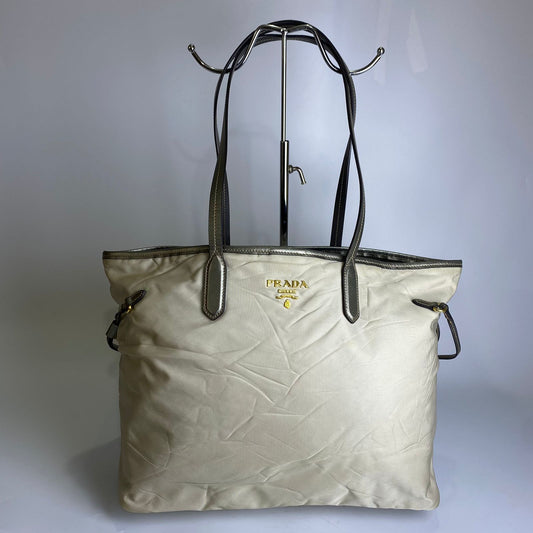 Prad Nylon Tote Bag Offwhite