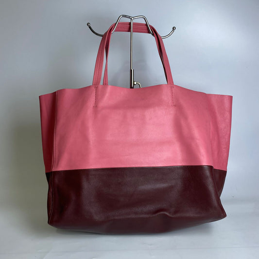 Celine Bicolor Horizontal Cabas Tote Pink and Burgundy