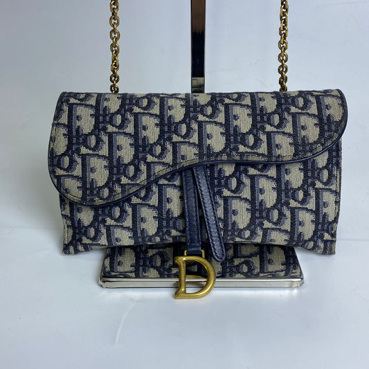 Dior Small Saddle Pouch Navy Blue