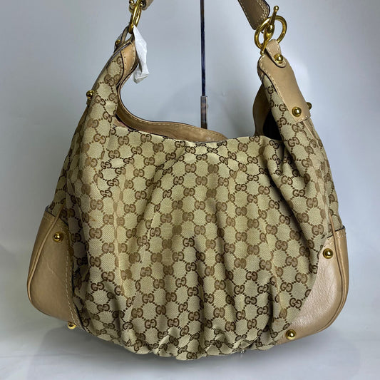 Gucci Jockey Hobo GG Canvas Beige Trims
