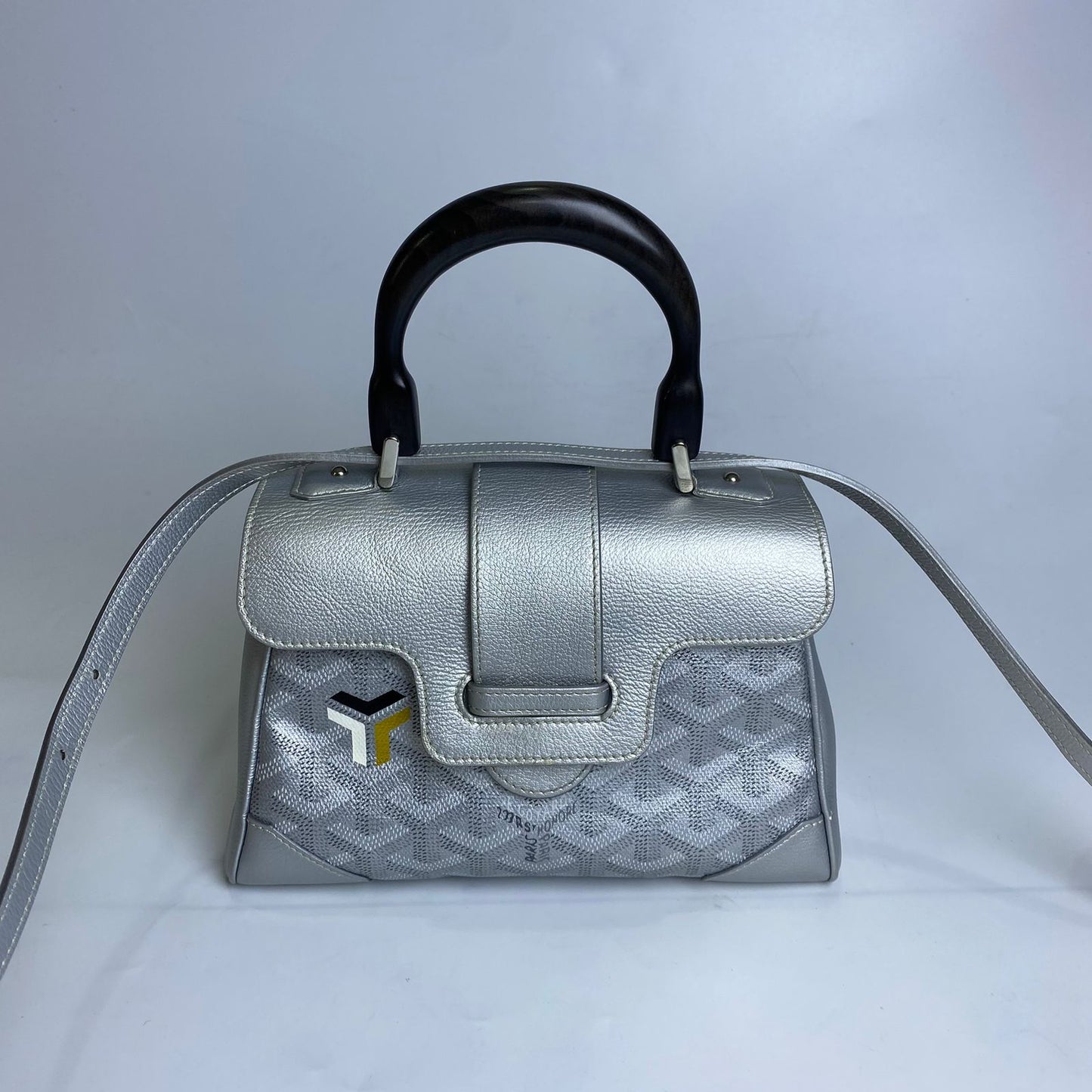 Goyard Goyardine Precious Metals Mini Saigon Gray, Black Top Handle