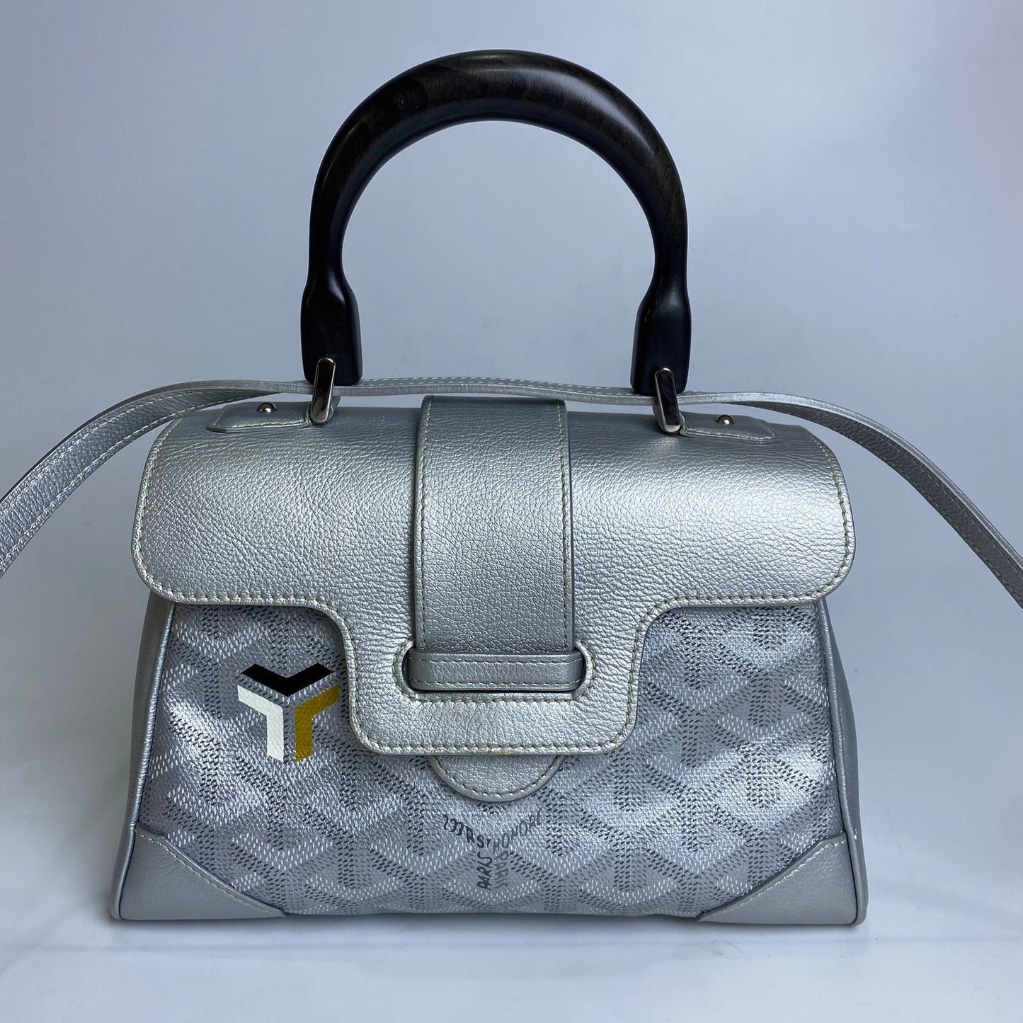 Goyard Goyardine Precious Metals Mini Saigon Gray, Black Top Handle
