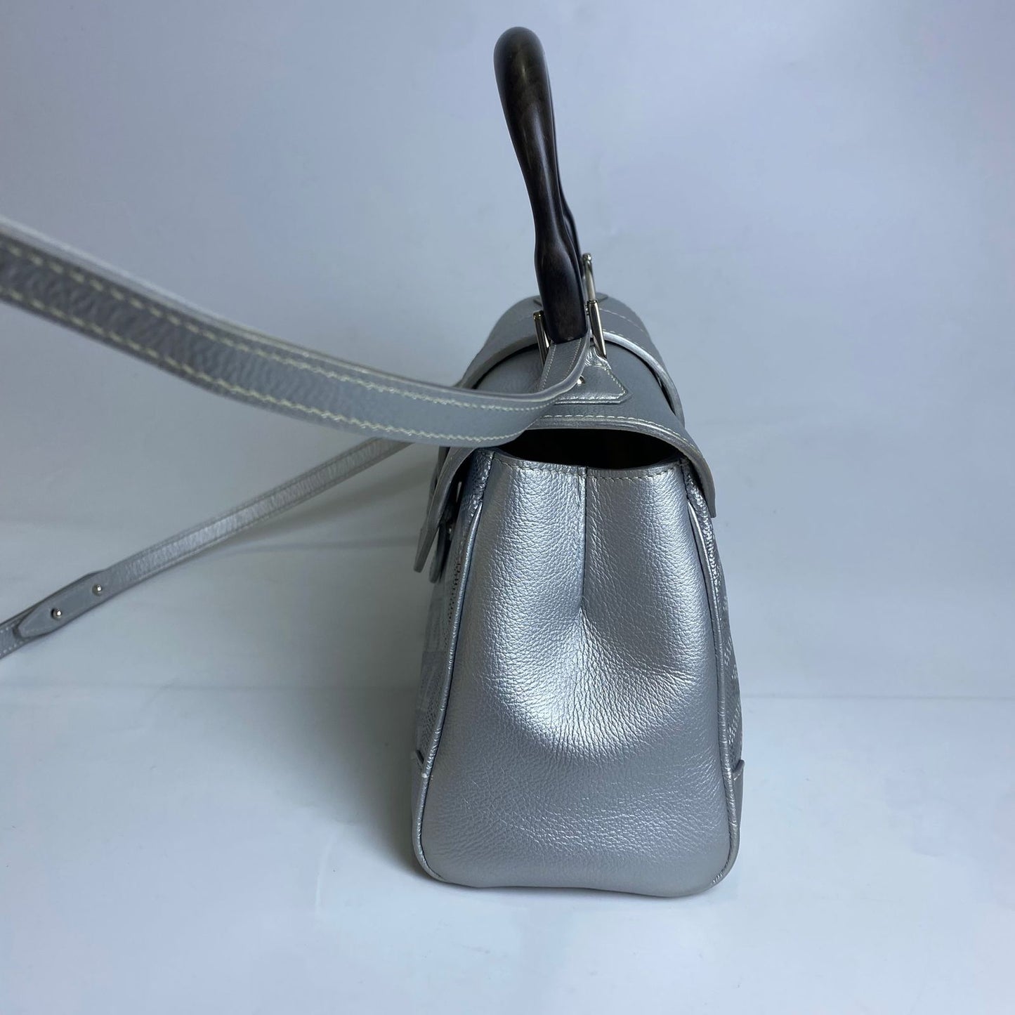 Goyard Goyardine Precious Metals Mini Saigon Gray, Black Top Handle