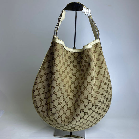 Gucci Sukey Hobo Bag GG Monogram Canvas White Trims