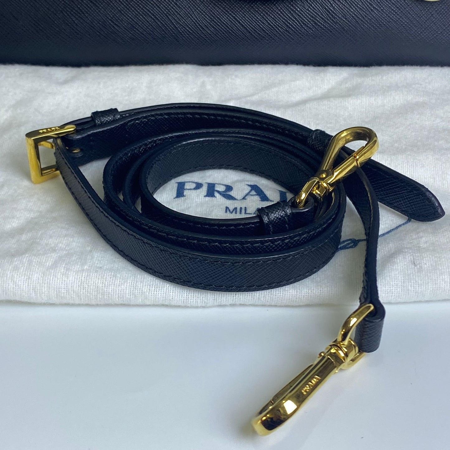 Prada Saffiano Leather Handbag in Black with GHW
