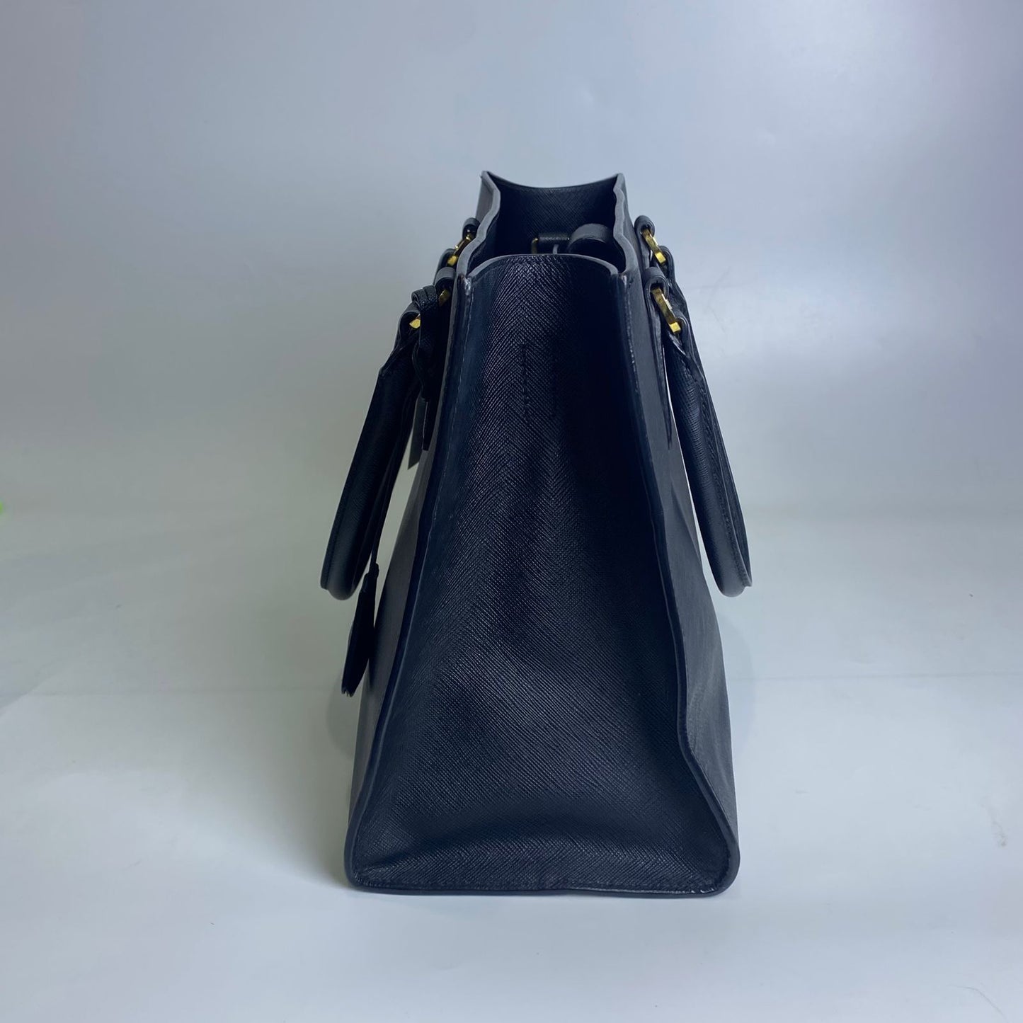 Prada Saffiano Leather Handbag in Black with GHW