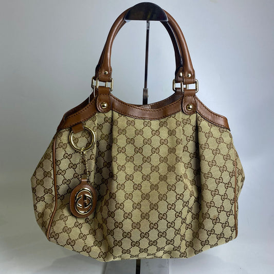 Gucci Sukey Tote Bag GG Canvas Brown Trims