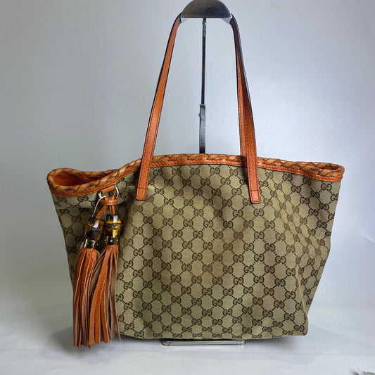 Gucci Bamboo Tassel GG Canvas Orange Trims