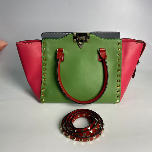 Valentino Rockstud Tote Tri-Color (Pink,Green, Gray)