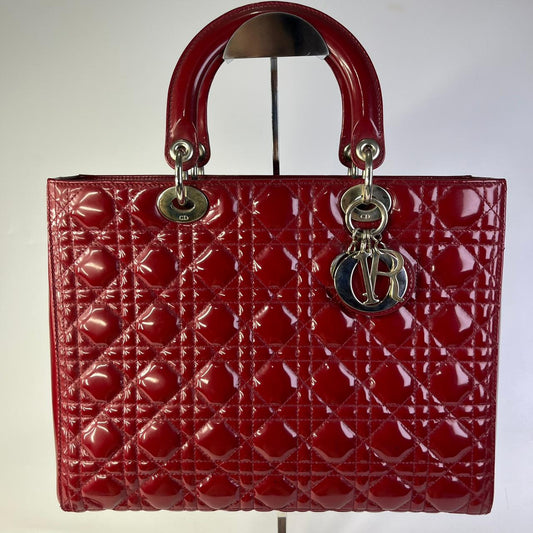 Dior	Lady dior large tote bag in red patent