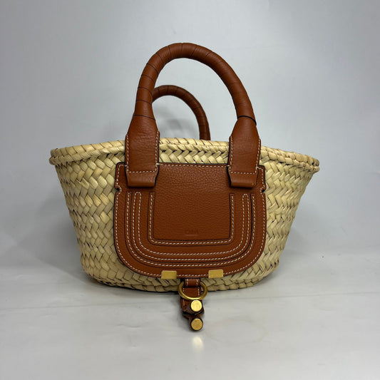 Chloe Raffia Basket Bag Small Brown Trims