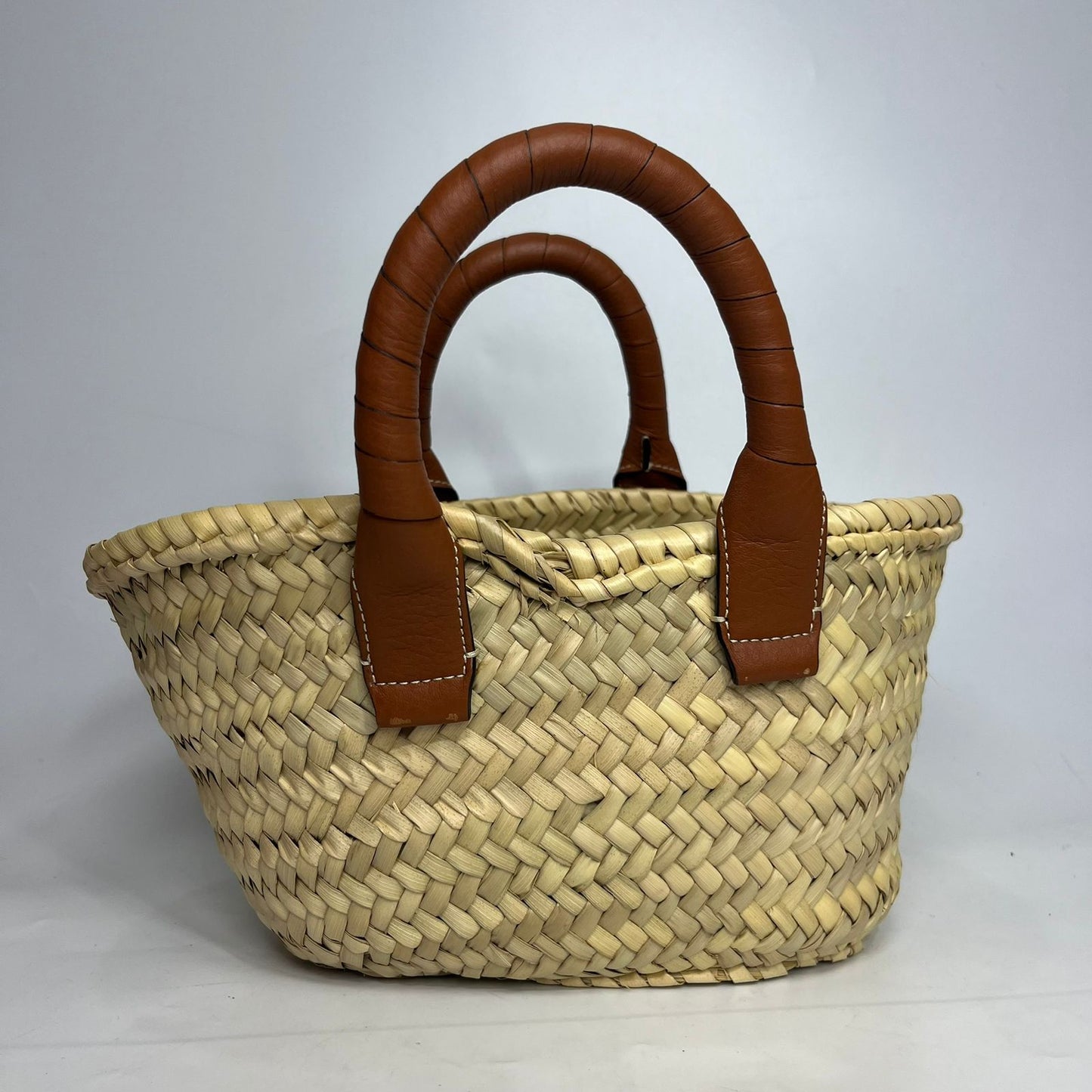 Chloe Raffia Basket Bag Small Brown Trims
