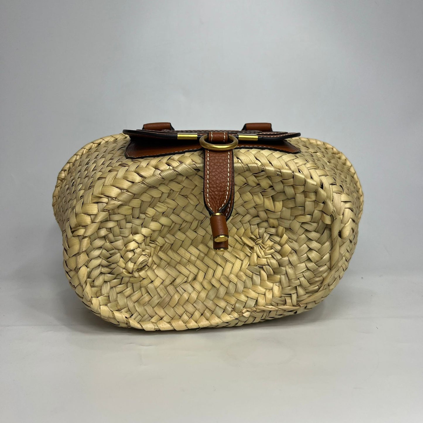 Chloe Raffia Basket Bag Small Brown Trims