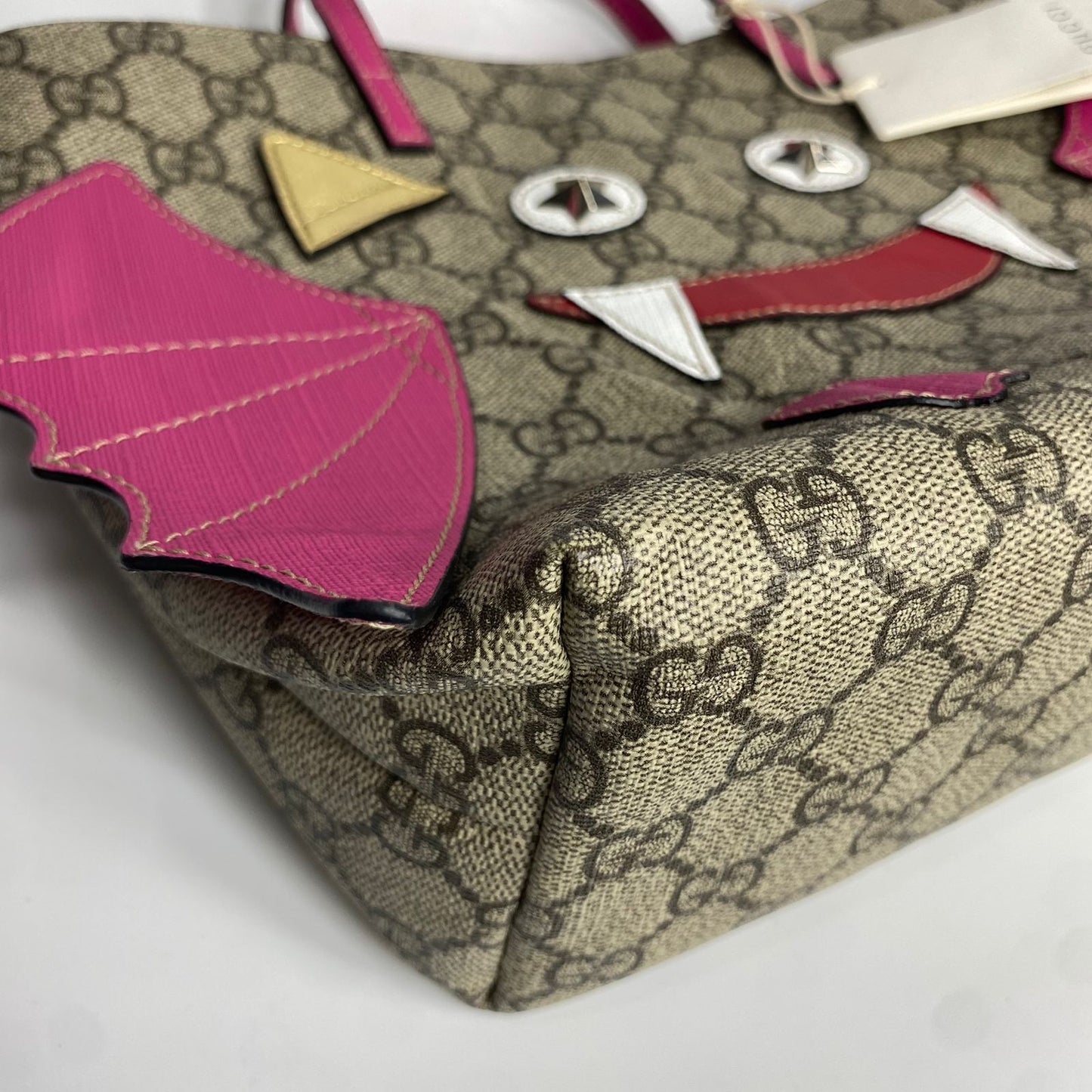 Gucci GG Kids Supreme Bat/Monster Tote Pink Trims