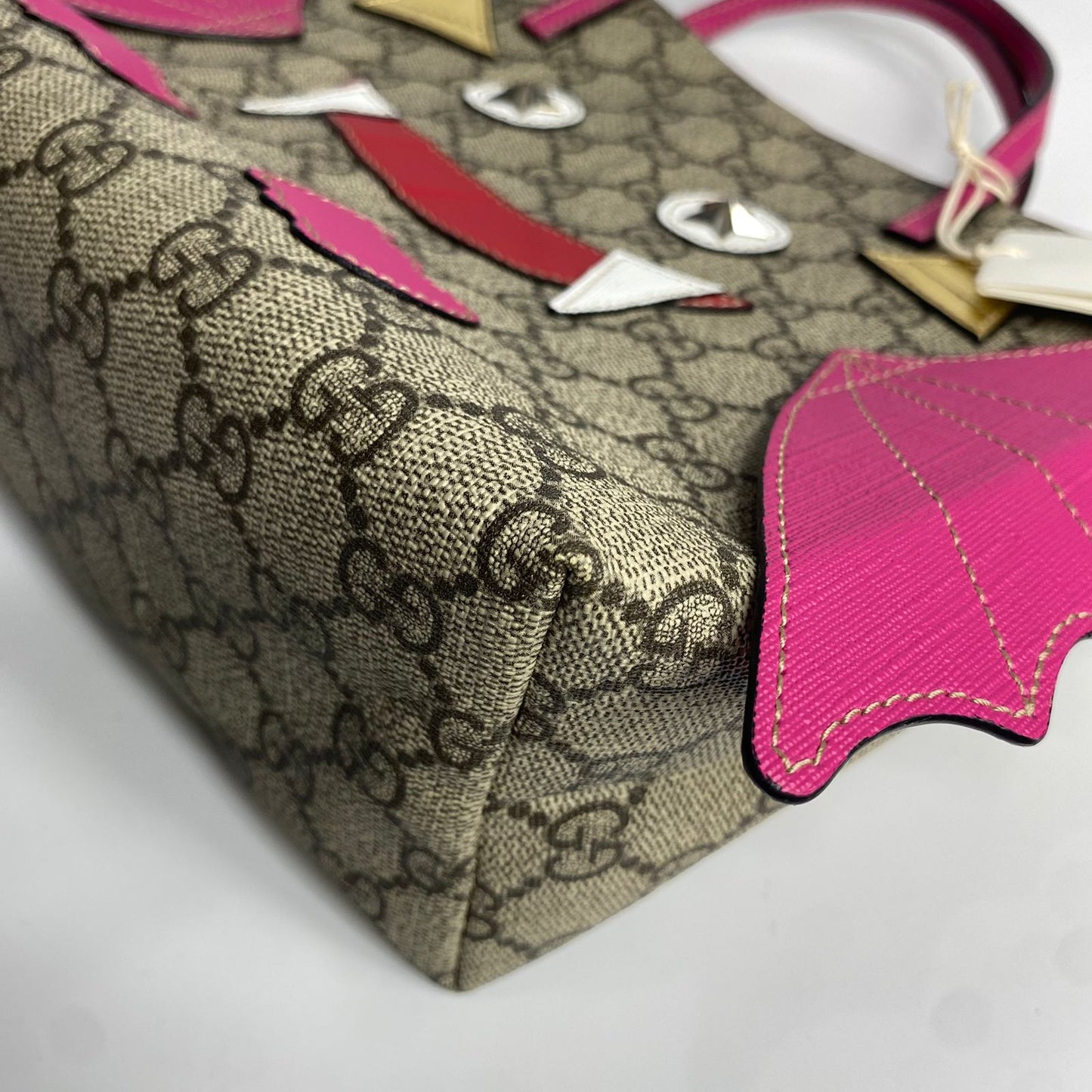 Gucci GG Kids Supreme Bat/Monster Tote Pink Trims