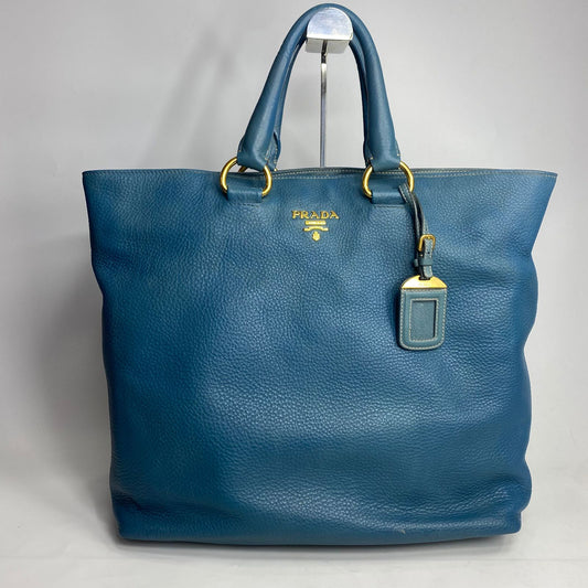 Prada Vitello Daino 2 Way Bag Blue GHW