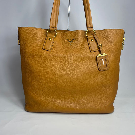 Prada Vitello Daino Caramel Tote Bag GHW