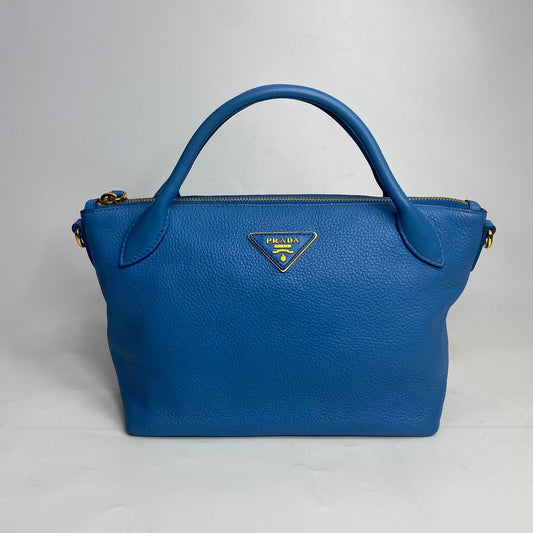 Prada Vitello Daino Sky Blue 2 Way Bag