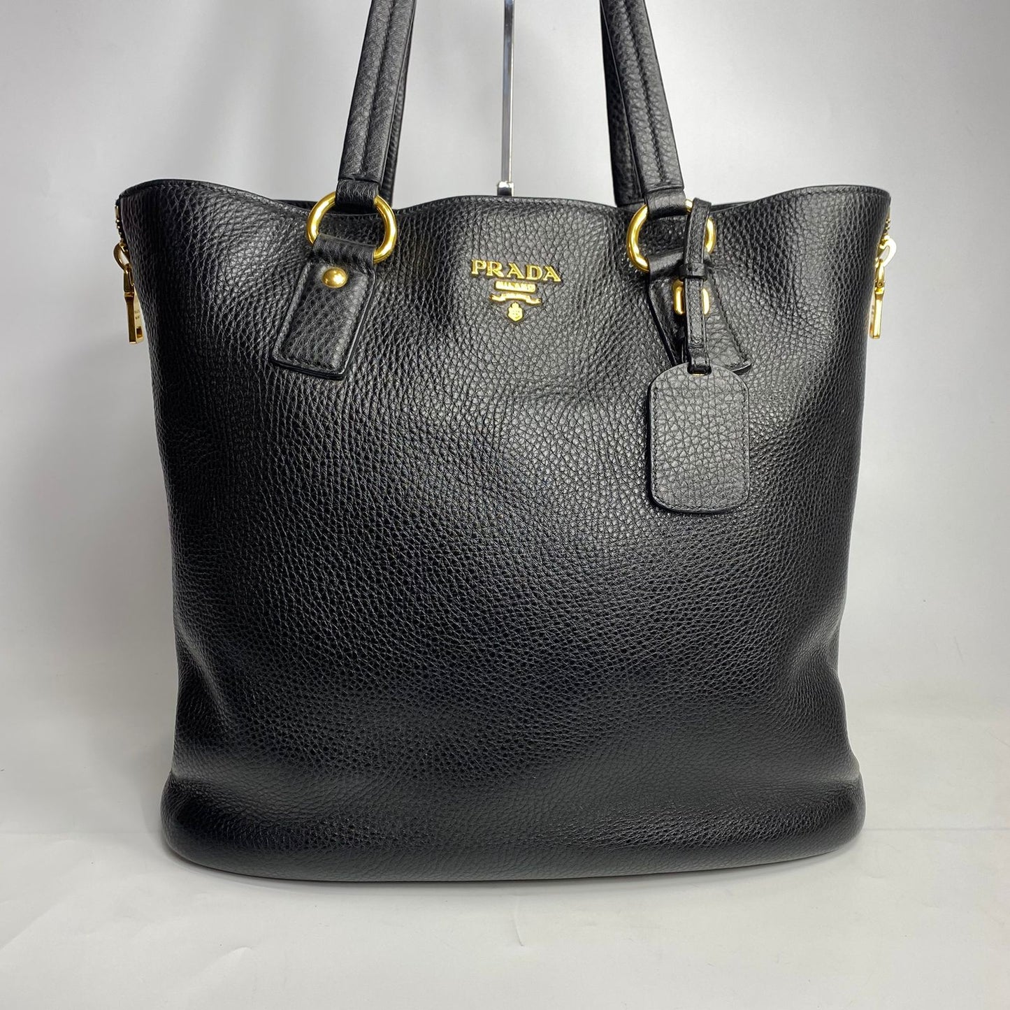 Prada Vitello Daino Black Tote Bag GHW
