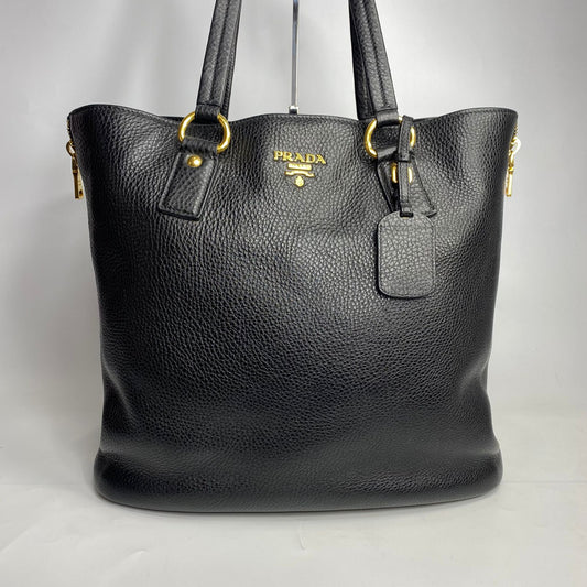 Prada Vitello Daino Black Tote Bag GHW