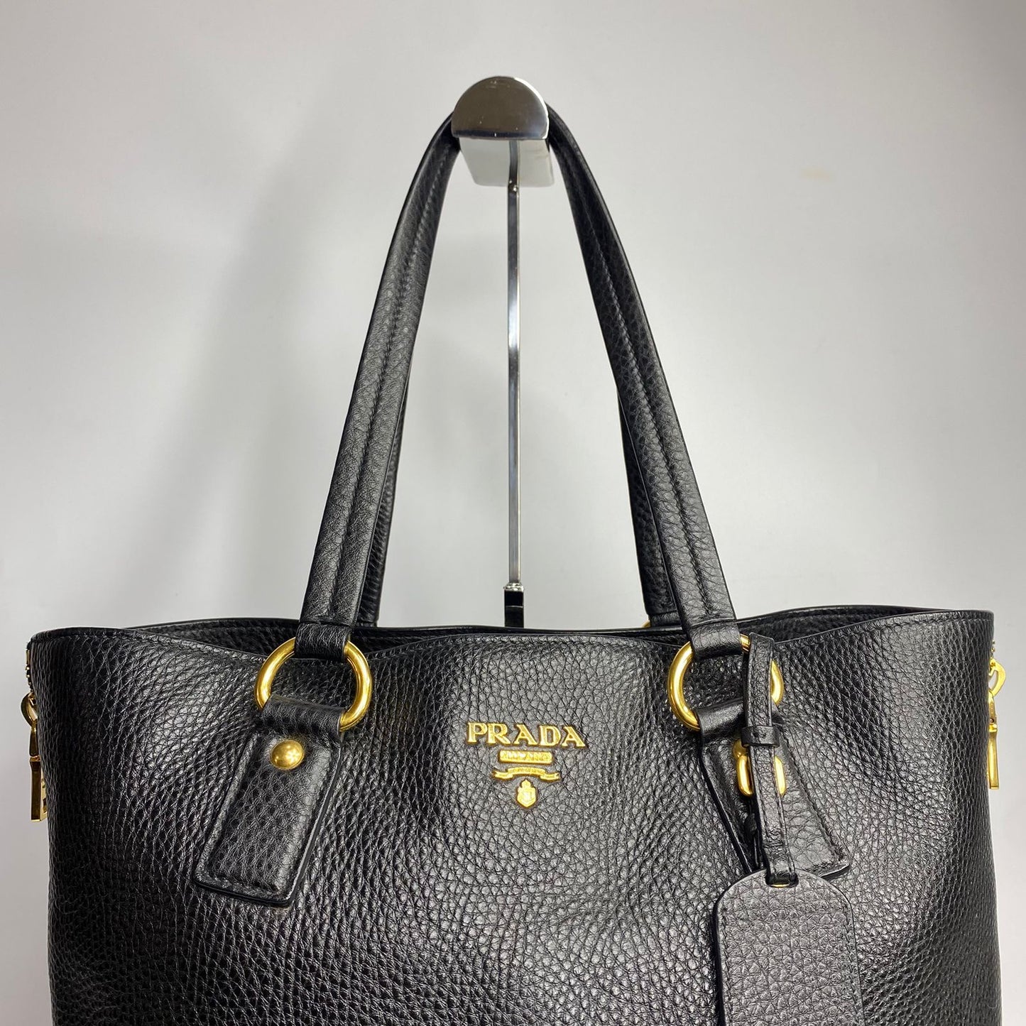 Prada Vitello Daino Black Tote Bag GHW