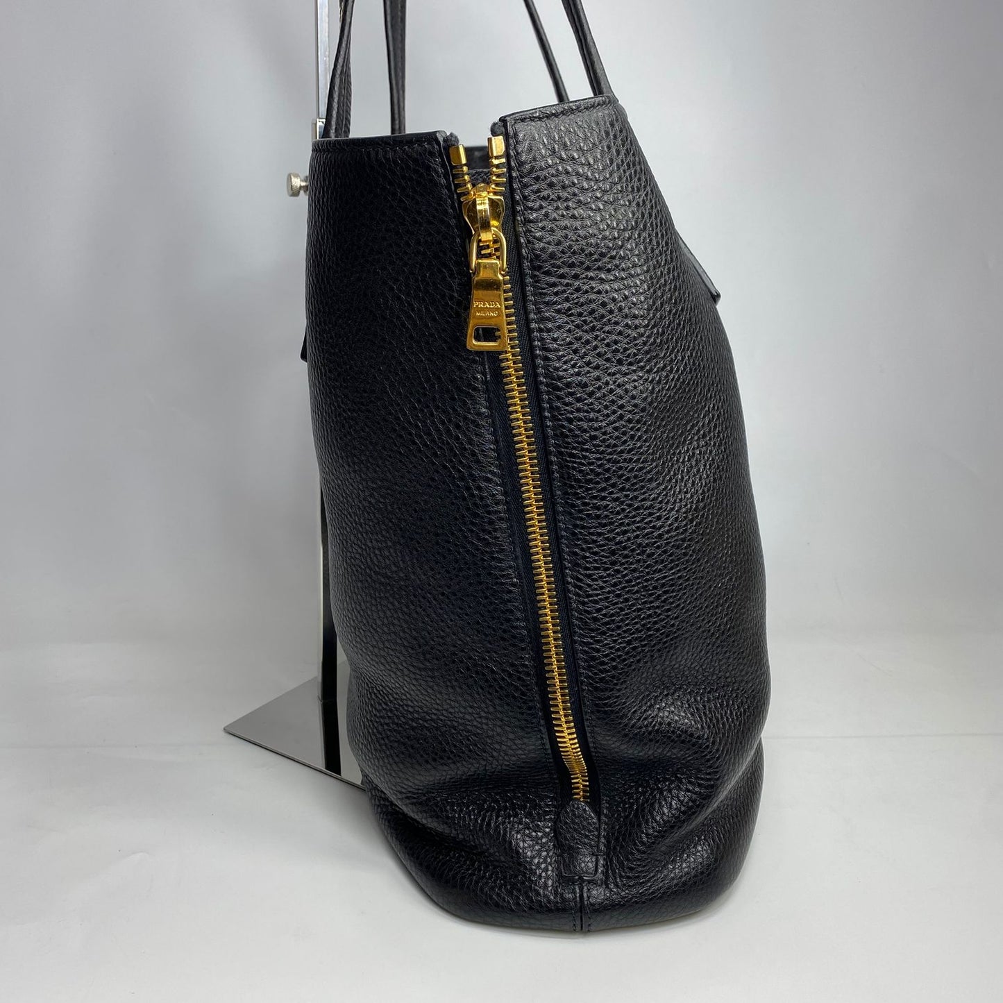 Prada Vitello Daino Black Tote Bag GHW
