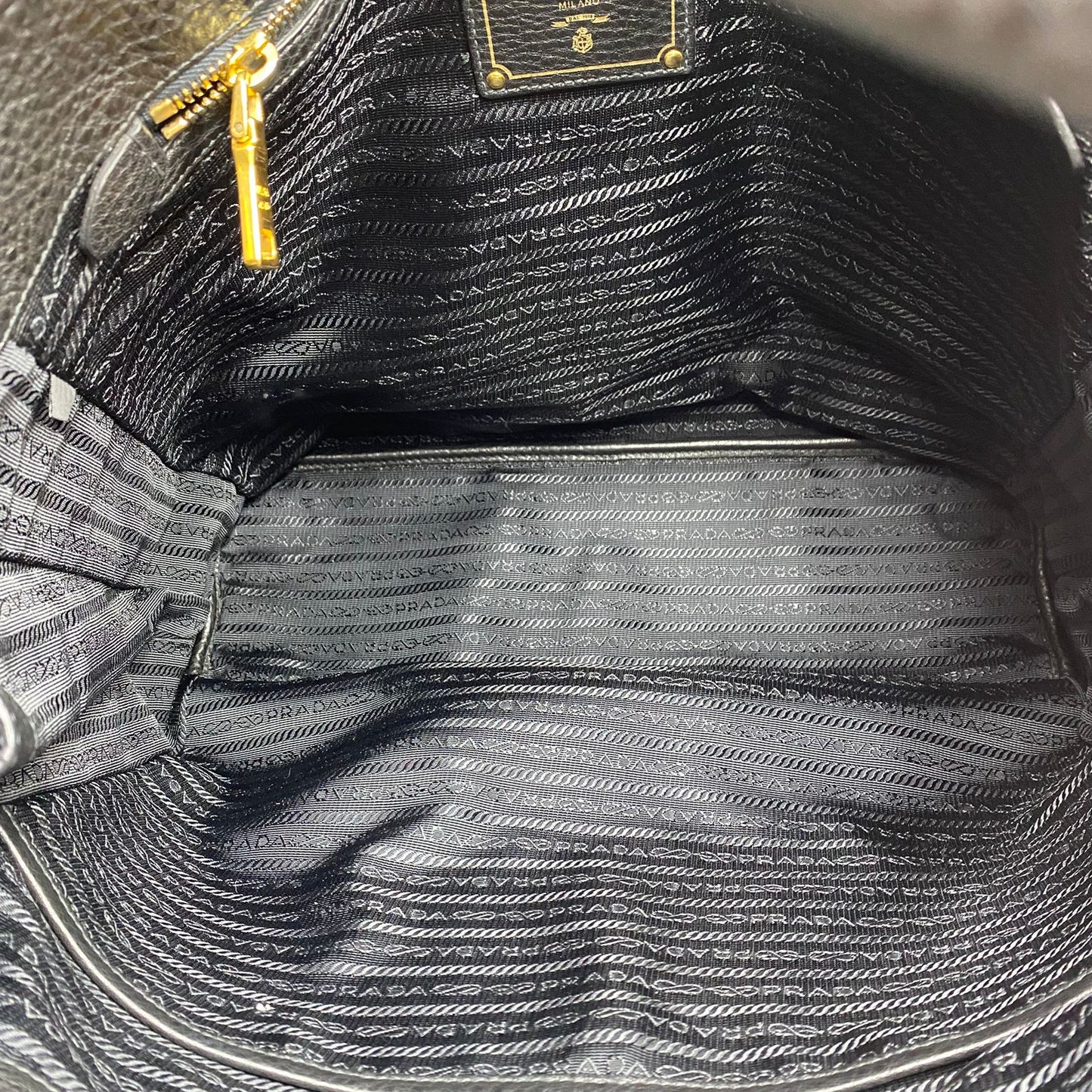Prada Vitello Daino Black Tote Bag GHW